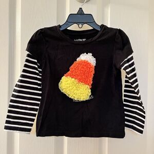 Baby Gap Black Halloween Applique Candy Corn Long Sleeve Shirt Girls Size 3
